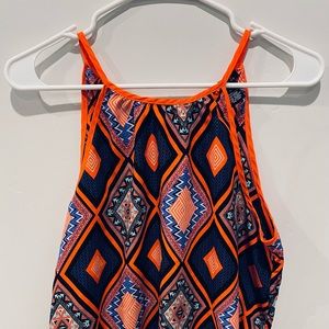 Rue21 Halter Aztec Print Tank long crop tie Back size M